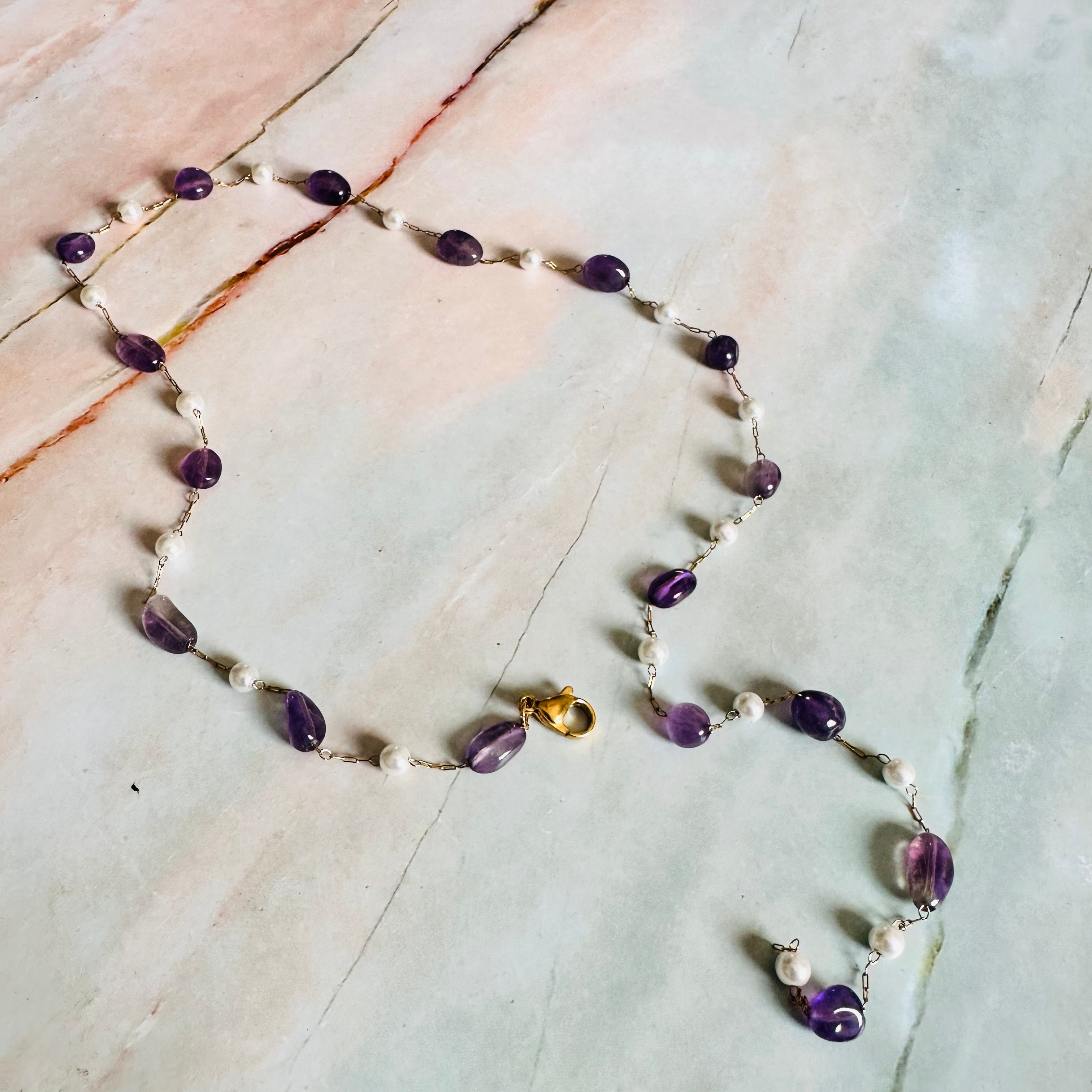 Amethyst Pearl Necklace
